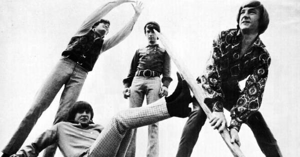 Image in QuizMyDay The Monkees Quiz: Ultimate Fan Trivia trivia quiz featuring an action photo of the Monkees from a full page ad for their third record album. 