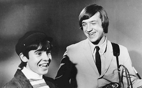 Photo of Davy Jones and Peter Tork from the first episode of <i>The Monkees</i>.