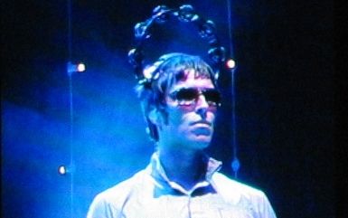 Liam Gallager performing at an Oasis concert at Shoreline Amphitheatre in Mountain View, California, September 11, 2005<br>Oasis Concert.