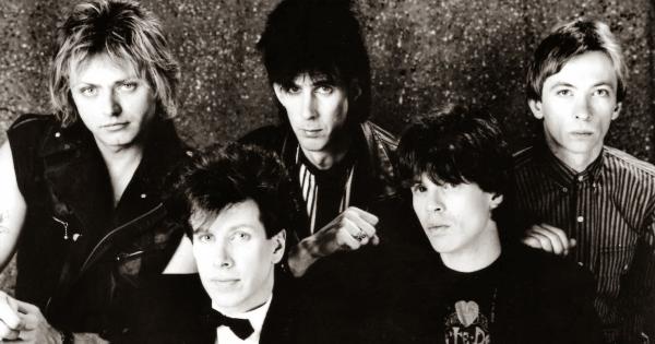 Image in QuizMyDay Ultimate Cars Band Trivia: Test Your Knowledge trivia quiz featuring Musical group The Cars, in a 1984 publicity photo for their album <i><a href="https://en.wikipedia.org/wiki/Heartbeat_City" class="extiw" title="w:Heartbeat City">Heartbeat City</a></i>. Pictured from left to right; Ben Orr, David Robinson, Ric Ocasek, Elliot Easton, and Greg Hawkes.