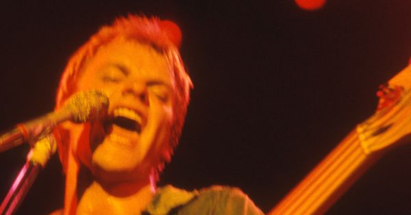 Image in QuizMyDay The Police Songs Quiz - Only True Fans Score 5/5 trivia quiz featuring Sting at the Police concert at the Agora Ballroom, Atlanta, Georgia in 1979. Scanned Ektachrome slide.