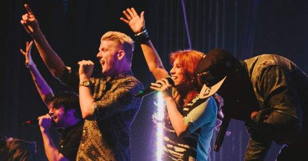 Pentatonix performing on stage in St. Louis, Missouri, 2013.