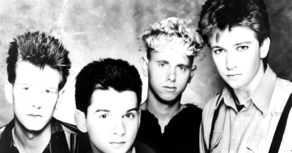 Depeche Mode, circa 1983 in a publicity photo for their album <i><a href="https://en.wikipedia.org/wiki/Construction_Time_Again" class="extiw" title="en:Construction Time Again">Construction Time Again</a></i>. Pictured from left to right; <a href="https://en.wikipedia.org/wiki/Andy_Fletcher_(musician)" class="extiw" title="en:Andy Fletcher (musician)">Andrew (Andy) Fletcher</a>, <a href="https://en.wikipedia.org/wiki/Dave_Gahan" class="extiw" title="en:Dave Gahan">Dave Gahan</a>, <a href="https://en.wikipedia.org/wiki/Martin_Gore" class="extiw" title="en:Martin Gore">Martin Gore</a>, <a href="https://en.wikipedia.org/wiki/Alan_Wilder" class="extiw" title="en:Alan Wilder">Alan Wilder</a>.