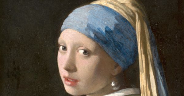 High-resolution reproduction of Vermeer's *Girl with a Pearl Earring* painting