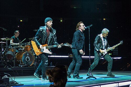 U2 performing at Mercedes-Benz Arena in Berlin, Germany on August 31, 2018 during the Experience + Innocence Tour