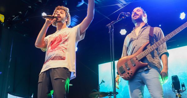 Image in QuizMyDay AJR Music Quiz: Test Your Indie Pop Band Trivia Skills trivia quiz featuring AJR performing "Way Less Sad" in Powidz, Poland