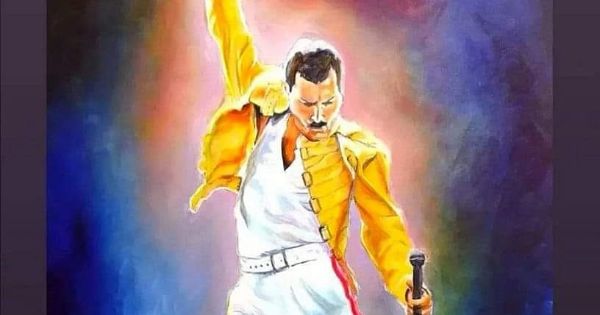 Image in QuizMyDay Don't Stop Me Now: Freddie Mercury Trivia Quiz trivia quiz featuring Tableau de Freddie Mercury par Jean-Loup Othenin Girard
