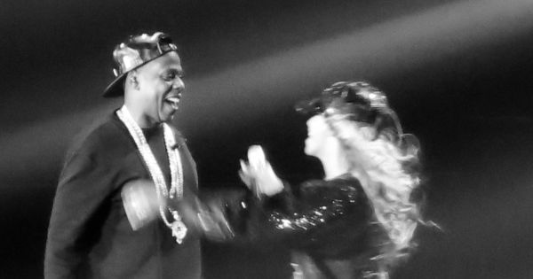 Image in QuizMyDay Beyoncé Collaborations Quiz: Test Your Music Duo Memory trivia quiz featuring <a href="//commons.wikimedia.org/wiki/Beyonc%C3%A9_Knowles" class="mw-redirect" title="Beyoncé Knowles">Beyoncé</a> and <a href="//commons.wikimedia.org/wiki/Jay-Z" title="Jay-Z">Jay-Z</a> embracing, following their performance of "Diva/Bow Down/Tom Ford" on The Mrs. Carter Show World Tour (August, 2013)