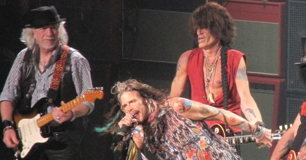 Image in QuizMyDay Aerosmith Trivia Quiz: Rock Legends from Boston to the Big Screen trivia quiz featuring Aerosmith performing live on July 16, 2014.