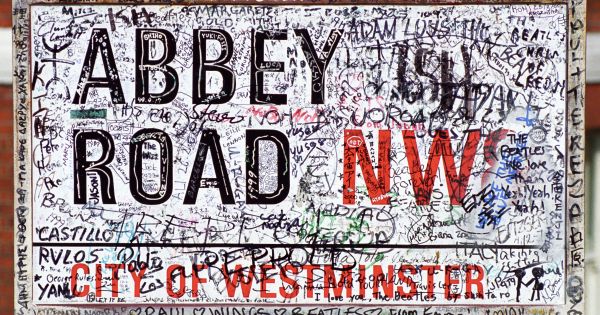 Image in QuizMyDay Abbey Road Album Quiz: Test Your Legendary Beatles Album Knowledge trivia quiz featuring Abbey Road street sign, London