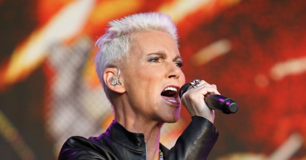 Image in QuizMyDay Roxette: Ultimate 80s-90s Hit Quiz Challenge trivia quiz featuring Marie Fredriksson performing live on stage.