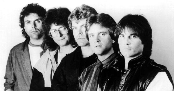Image in QuizMyDay Survivor TV Show Quiz: Test Your Reality Competition Trivia trivia quiz featuring American rock band Survivor in a promotional picture from 1984, from left to right: Marc Droubay, Jim Peterik, Stephan Ellis, Frankie Sullivan, Jimi Jamison