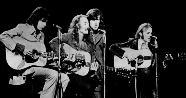 Image in QuizMyDay Crosby, Stills, Nash and Young Trivia Challenge Quiz trivia quiz featuring Photo of Crosby, Stills, Nash &amp; Young in 1970.