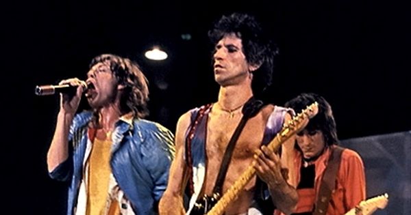 Image in QuizMyDay Name That Tune: Rolling Stones Songs Quiz trivia quiz featuring Keith Richards (center), Mick Jagger (left) and Ron Wood (right) from The Rolling Stones; Rolling Stones concert on December 11, 1981, Rupp Arena, Lexington Kentucky