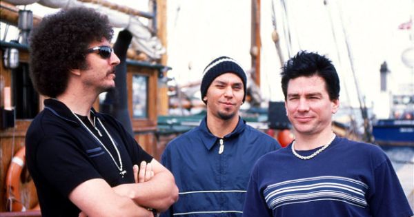 Image in QuizMyDay Ultimate Primus Quiz: Reel In Your Bass Smarts trivia quiz featuring <p>Primus band in Kopenhagen 
</p>
Primus at Langelinie, Copenhagen, Denmark in the summer of 1998. From left to right: Les Claypool, Bryan Mantia and Larry LaLonde. They played a concert the same day at Store Vega, Copenhagen.