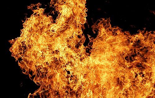Fire generated by a burning weed. No use of petrol.