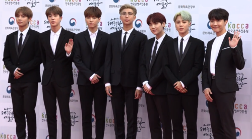 BTS on the red carpet of Korean Popular Culture &amp; Arts Awards on October 24, 2018.
