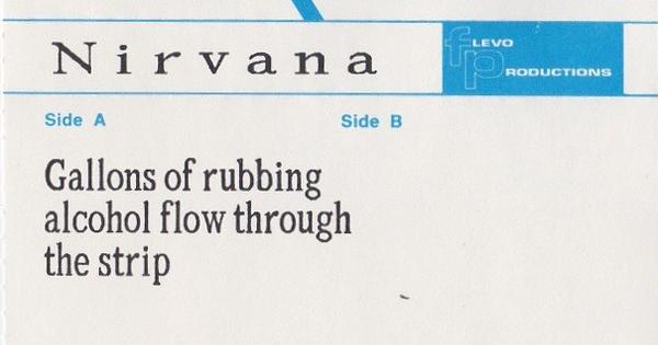 Image in QuizMyDay Nirvana Quiz — Test Your Grunge Knowledge trivia quiz featuring The cover of a very rare Nirvana promotional cassette.