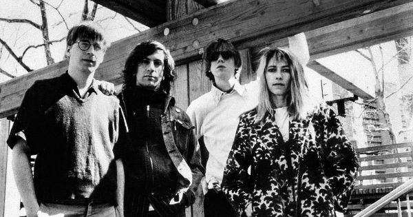 Image in QuizMyDay Sonic Youth Deep-Track Trivia Quiz: Test Your Noise trivia quiz featuring American rock band <a href="https://en.wikipedia.org/wiki/Sonic_Youth" class="extiw" title="w:Sonic Youth">Sonic Youth</a> in a 1987 publicity photo from the press kit promoting their fourth album, <i><a href="https://en.wikipedia.org/wiki/Sister_(Sonic_Youth_album)" class="extiw" title="w:Sister (Sonic Youth album)">Sister</a></i>. Left to right: <a href="https://en.wikipedia.org/wiki/Steve_Shelley" class="extiw" title="w:Steve Shelley">Steve Shelley</a> (drums), <a href="https://en.wikipedia.org/wiki/Lee_Ranaldo" class="extiw" title="w:Lee Ranaldo">Lee Ranaldo</a> (guitar &amp; vocals), <a href="https://en.wikipedia.org/wiki/Thurston_Moore" class="extiw" title="w:Thurston Moore">Thurston Moore</a> (guitar &amp; vocals), and <a href="https://en.wikipedia.org/wiki/Kim_Gordon" class="extiw" title="w:Kim Gordon">Kim Gordon</a> (bass guitar &amp; vocals).